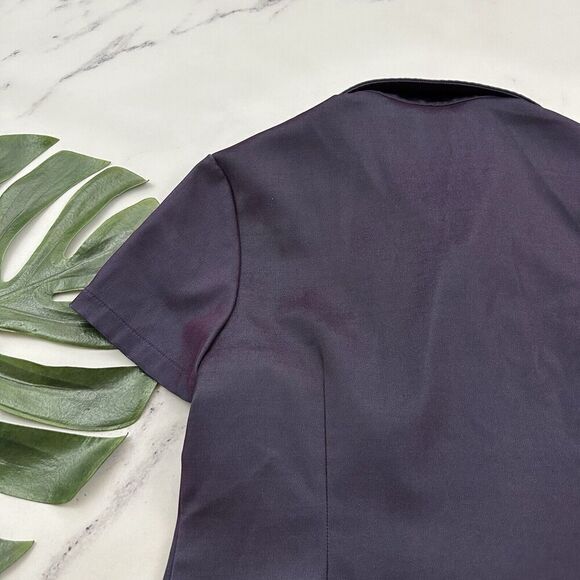 Cindy Womens Vintage Y2k Iridescent Button Up Top Size L Purple Blue Shimmer - Picture 10 of 11
